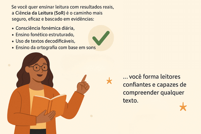 professora explicando ciencia da leitura